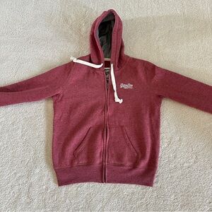 SuperDry Women’s Full Zipper Jacket Hoodie in Reddish Pink Color Sz S to M